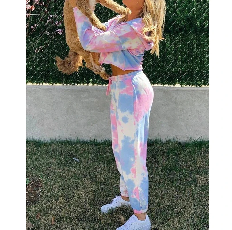 Весенний женский спортивный костюм на молнии толстовки с капюшоном укороченные