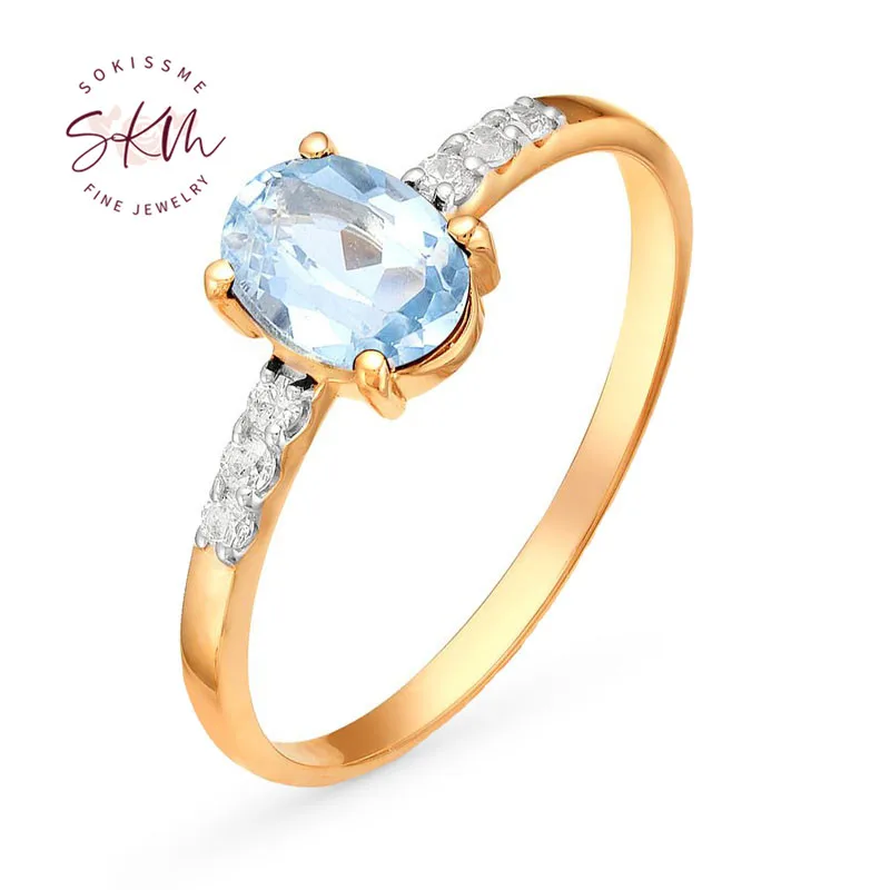 

SKM Vintage topaz rings for women delicate rings 14k yellow gold Engagement Rings designer wedding rings Luxury Fine Jewelry