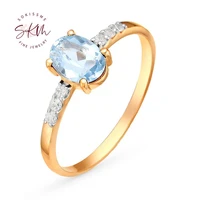 skm vintage topaz rings for women delicate rings 14k yellow gold engagement rings designer wedding rings luxury fine jewelry