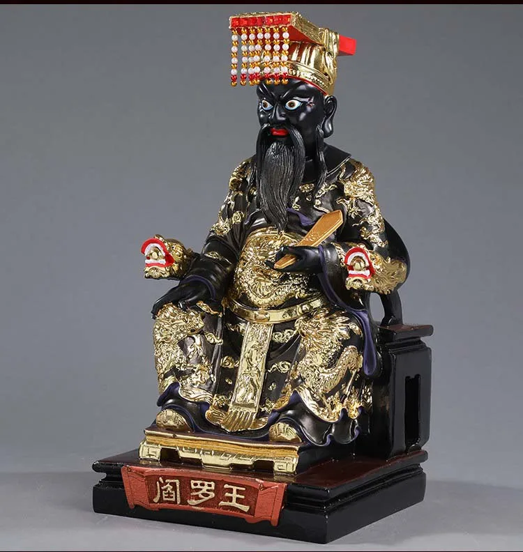 39CM büyük toptan BUDDHA taoizm figürü güneydoğu asya kötü ruhları şeytan FENG SHUI cehennem tanrısı YAN WANG YE heykeli