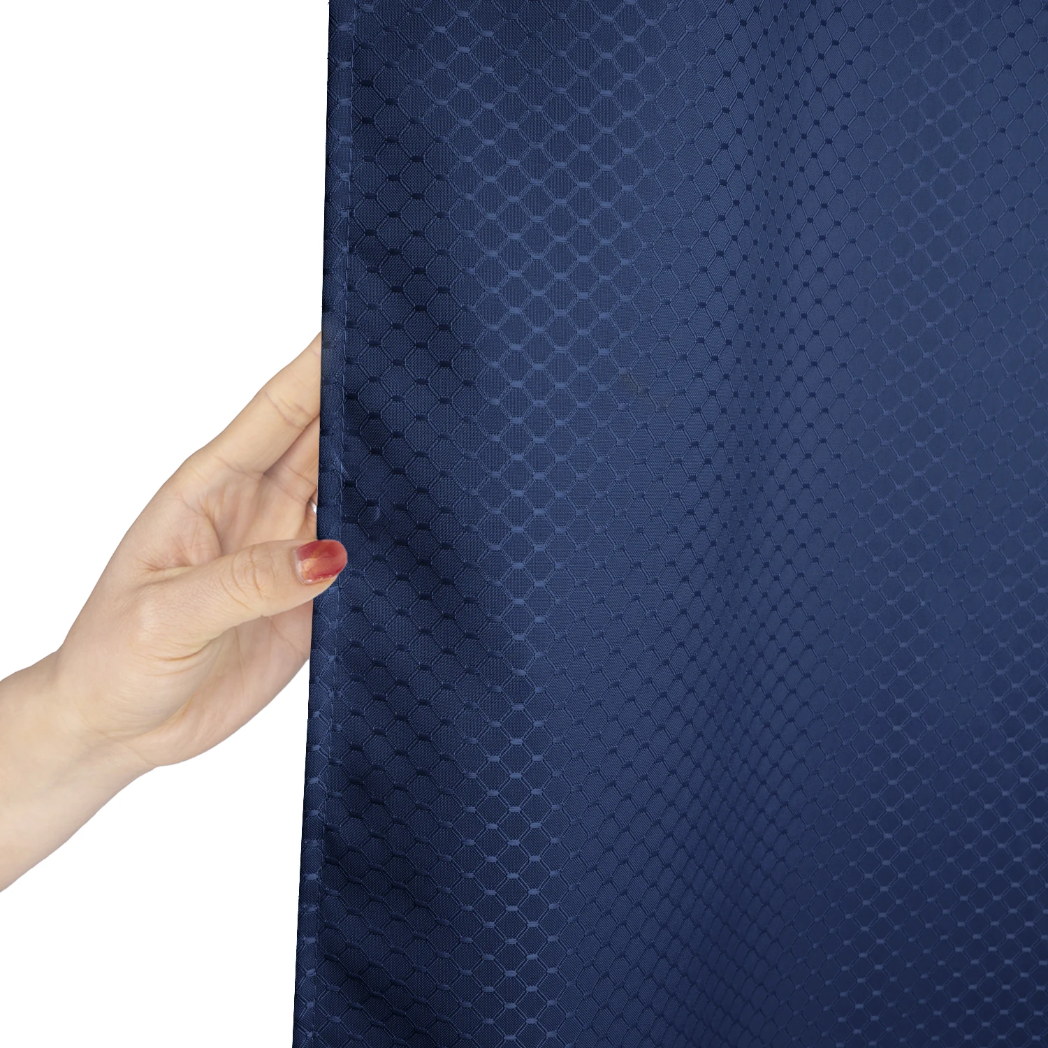 UFRIDAY New 100% Fabric Shower Curtain Waterproof Bathroom with Hooks Blue Waffle Weave Patttern Bath Heavy Duty | Дом и сад