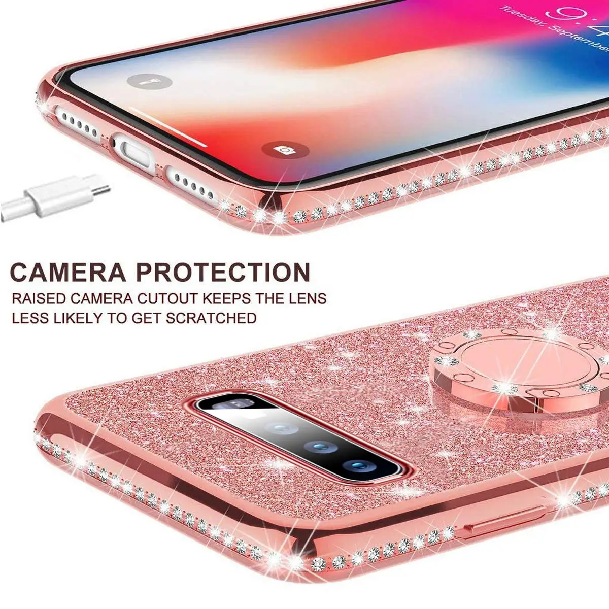 

Luxury Magnetic Car Bracket Glitter Case For Samsung Galaxy S10 S10e S8 S9 Plus A5 A7 2018 A6 A8 Note 8 9 Bling 360 Ring Cover