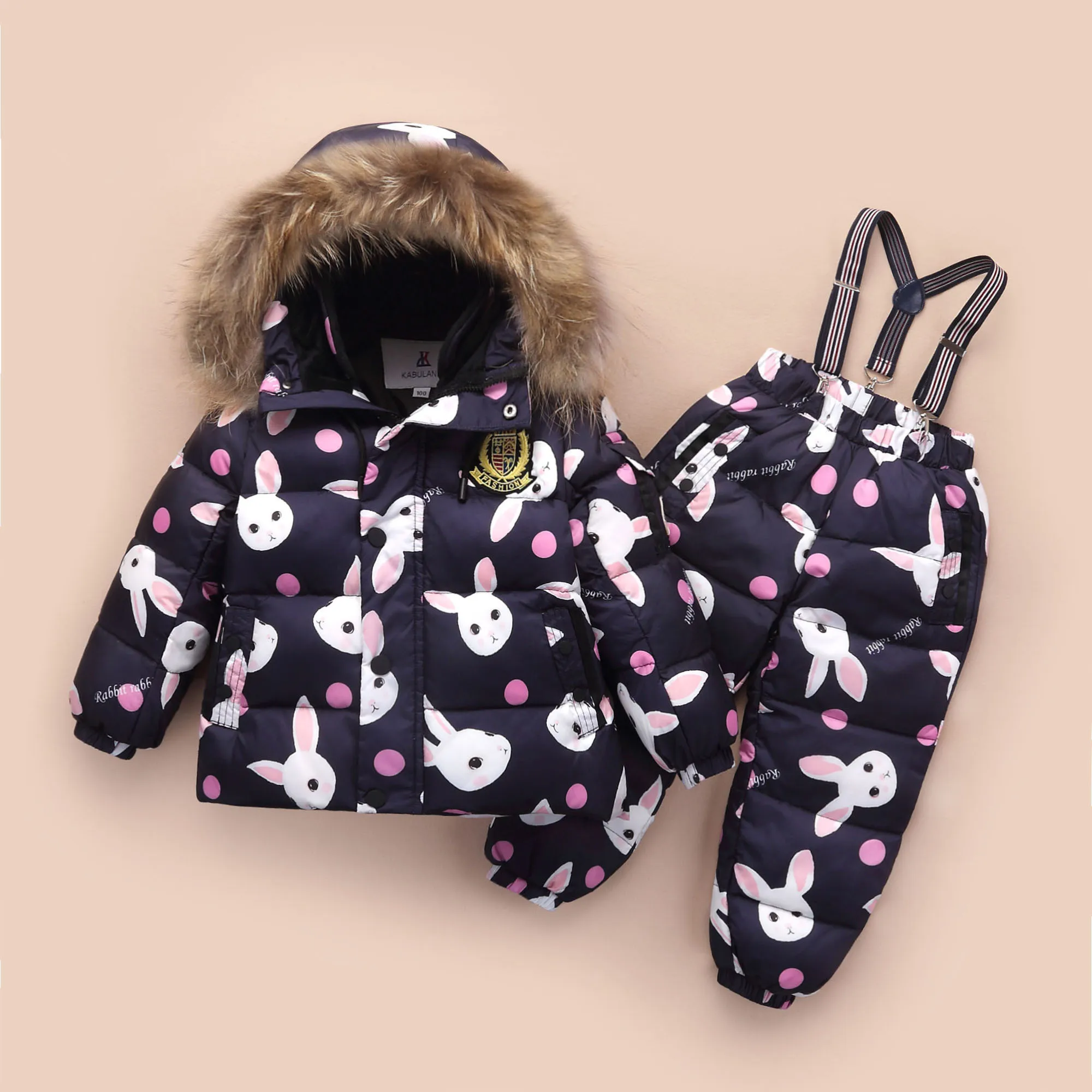 2021 Winter Warm Girls Clothing Sets Hooded Fur Down Jackets Overalls Kids Boys Snow Suits Waterproof Sport Children Outfits | Детская