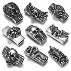 Бусины-слайдеры из нержавеющей стали в стиле панк, подвески-талисманы в виде черепа Викинга, подходит для кожаного шнура, браслета, мужских ювелирных изделий сделай сам, аксессуары для изготовления ювелирных изделий, 2 шт.