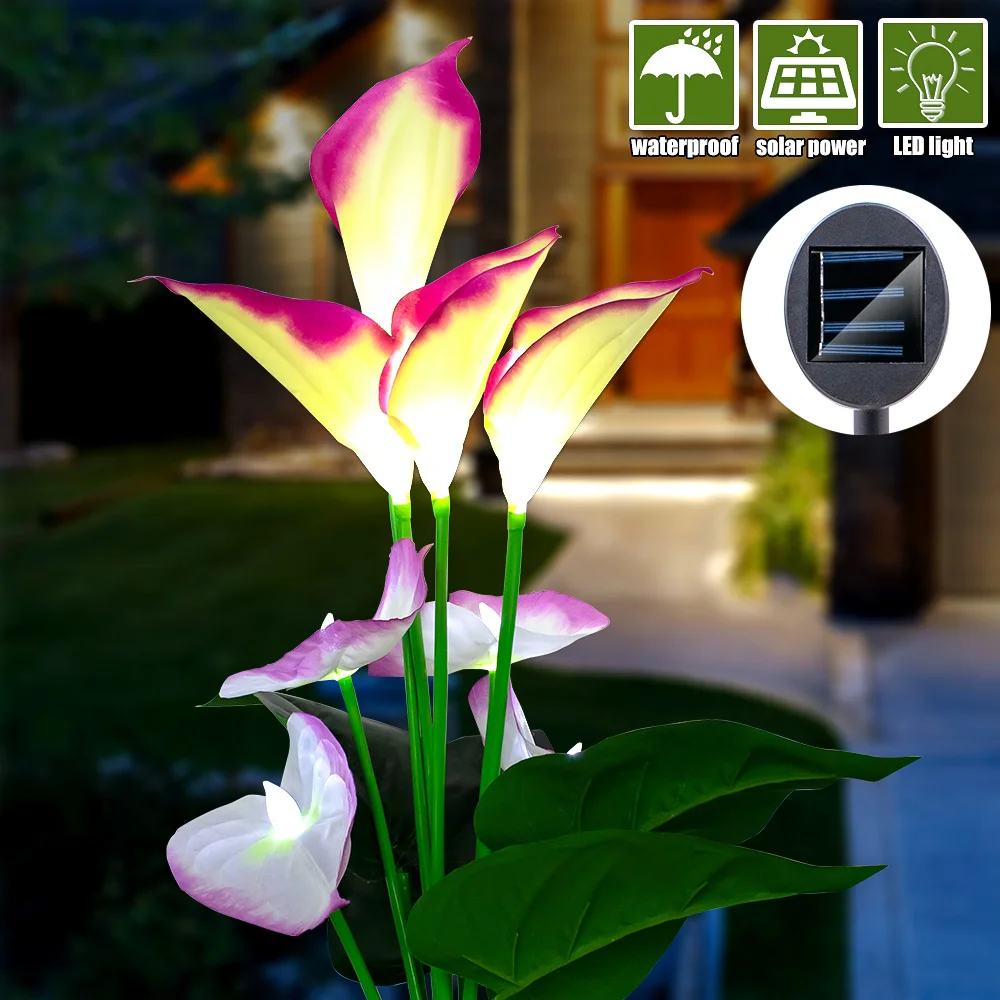 

LED Solar Calla Lawn Light Lamp Fashion Creative Night Light Lawn Light Yard Decoration for Home Garden (White light)