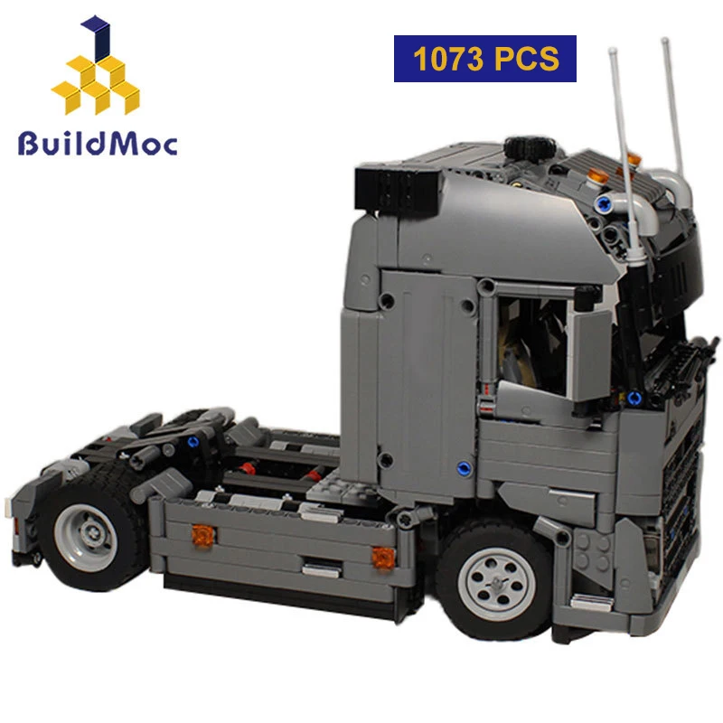 Конструктор BuildMoc 1073 шт. классический трактор строительные блоки серые грузовики