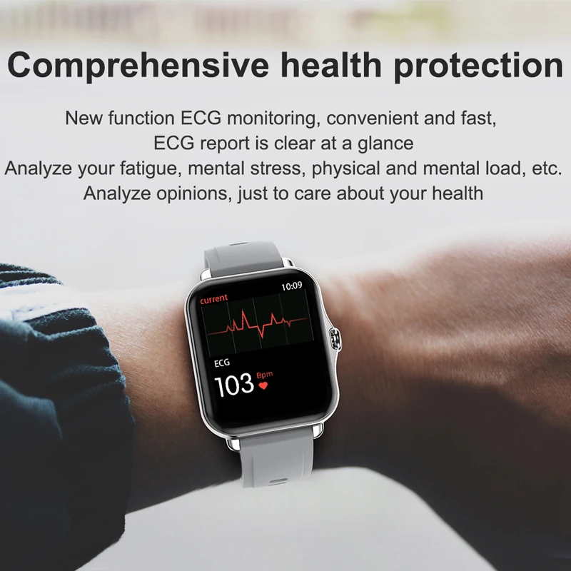 lige men smart watch 1 69inch sport pedometer smartwatch men women heart rate monitor bluetooth call ecg watches for ios android free global shipping