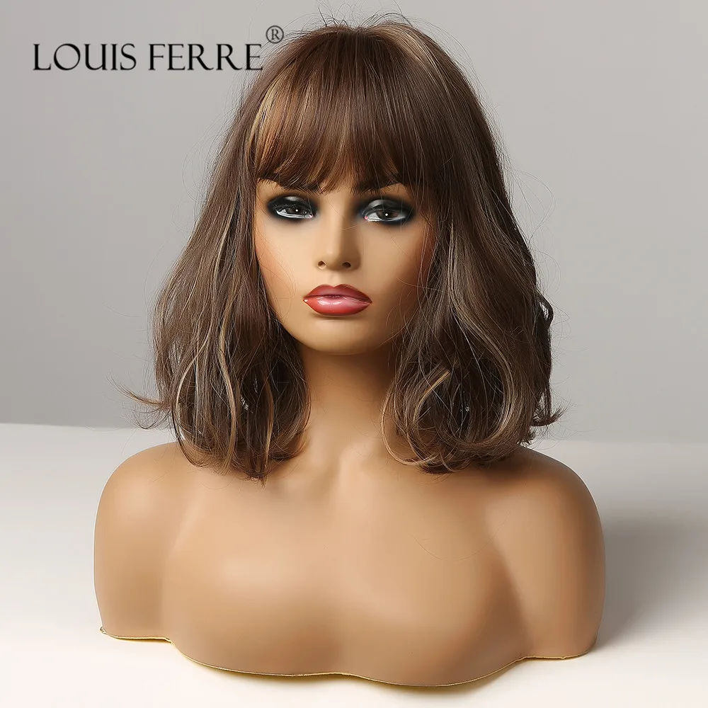 Короткие натуральные волнистые парики LOUIS FERRE для женщин косплей ежедневные