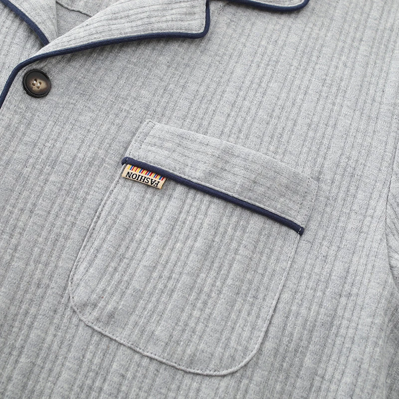 Pure cotton men pajamas suit spring autumn new long-sleeved cardigan men women simple comfortable home service suit 24 styles118