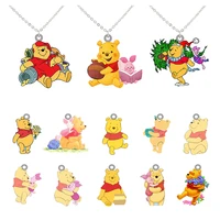 disney pooh play shape pendant creative design long chain acrylic necklace resin necklace various animation styles