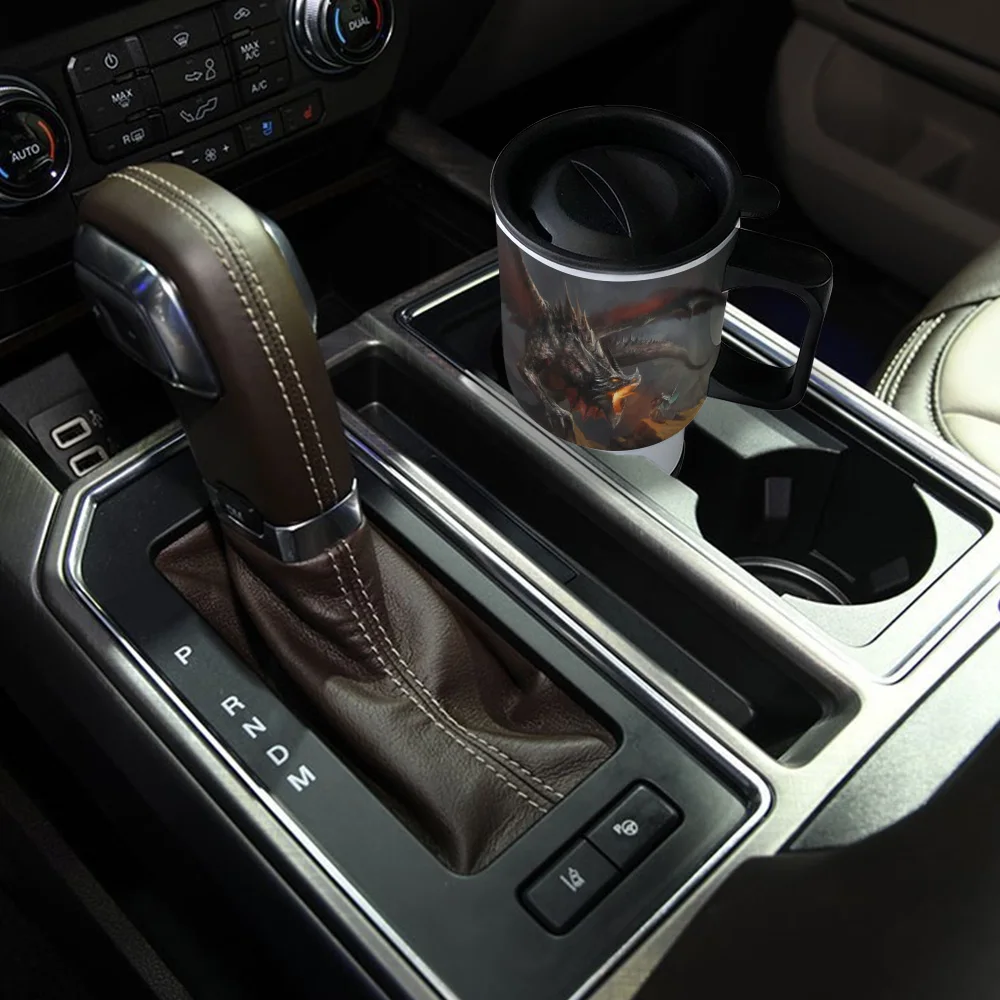 Бои дракона воины в средневековье с двойными стенками Изолированные кофейные