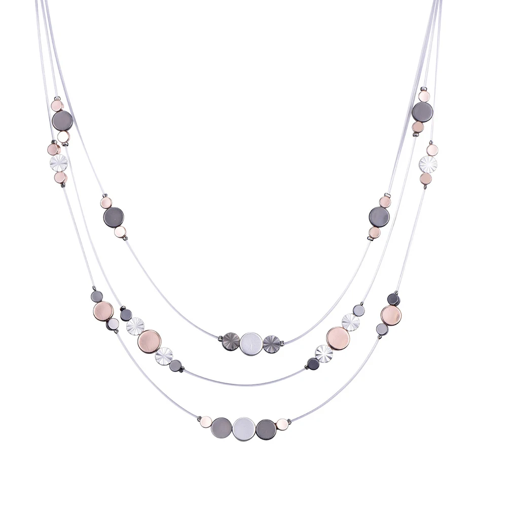 

Transparent Chain Necklace 3 Layer Chokers for Women Black Gold Silverly Colors Round Pendant Necklaces Statement Jewelry 2021