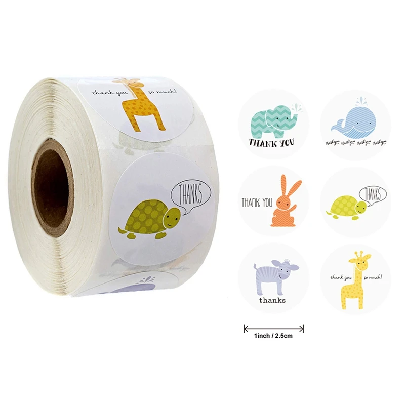 

Pink Animal Cute Thank You Stickers for Supporting 500pcs/roll Circle Paper Handmade Label Sticker for Package Stationery
