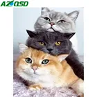 AZQSD Рамка Картина по номерам три кота животных Расписанную Современная Настенная картина по номерам ручной работы украшение помещения