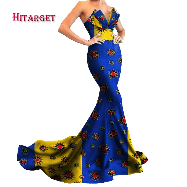 new Danshiki Africa Dress for Women Bazin Riche Sexy Wedding Party sleeveless long Dress Traditional African Clothing WY5862