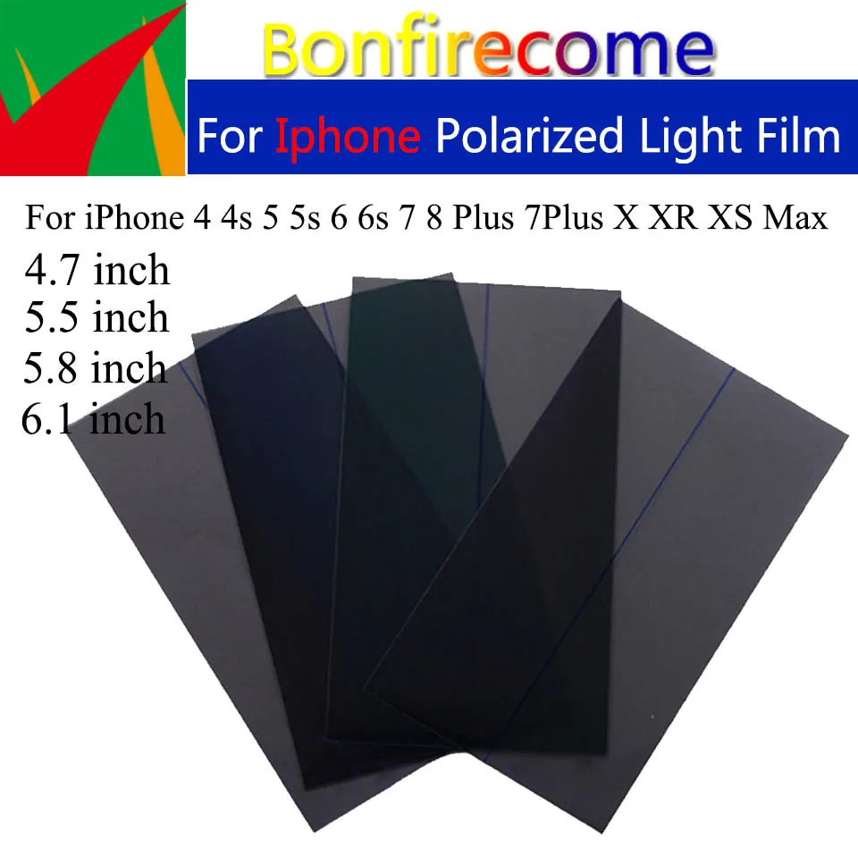 100pcslot lcd polarizer film for iphone 6 6s 7 8 plus 7plus x xr xs max 5 5s 4 4s polarization polarized light film parts free global shipping