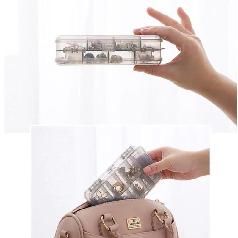 Шкатулка для хранения ювелирных изделий двухслойная пластиковая коробка