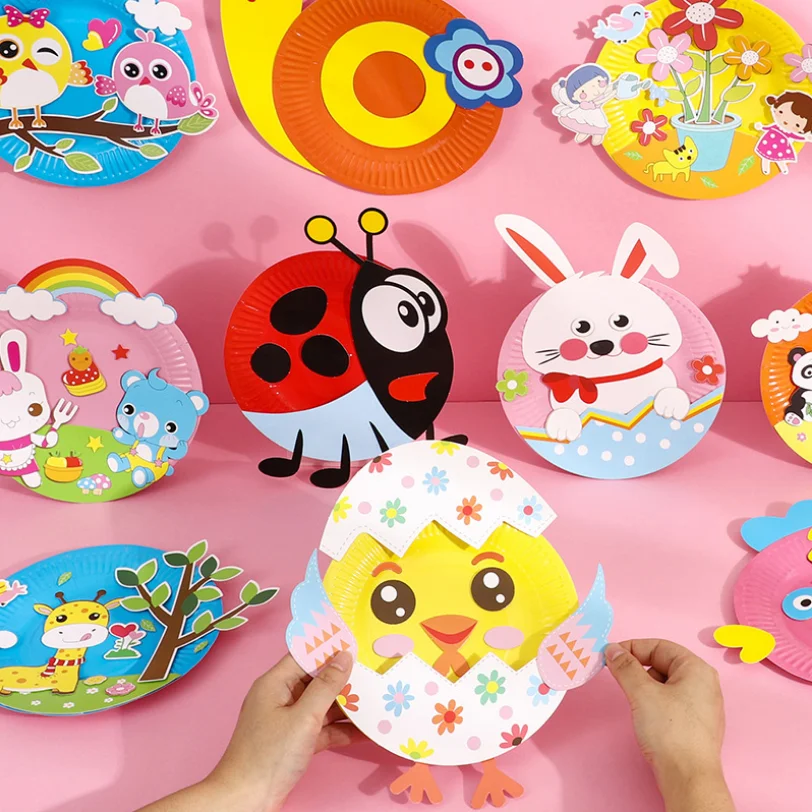 4 шт./лот креативные детские бумажные тарелки для рисования набор материалов