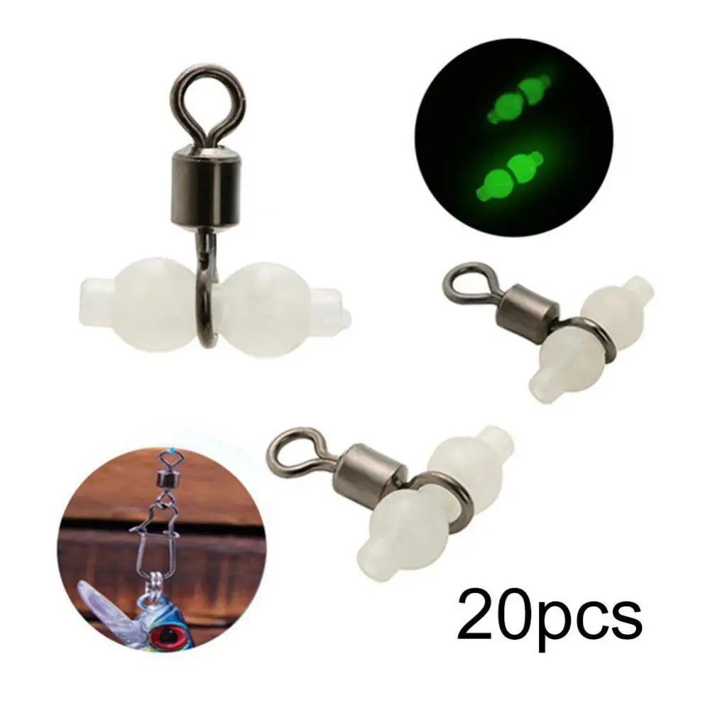 

80% Hot Sales!! 20Pcs Luminous Gourd Rolling Swivel Ring Connectors Sea Fishing Tackle Tool