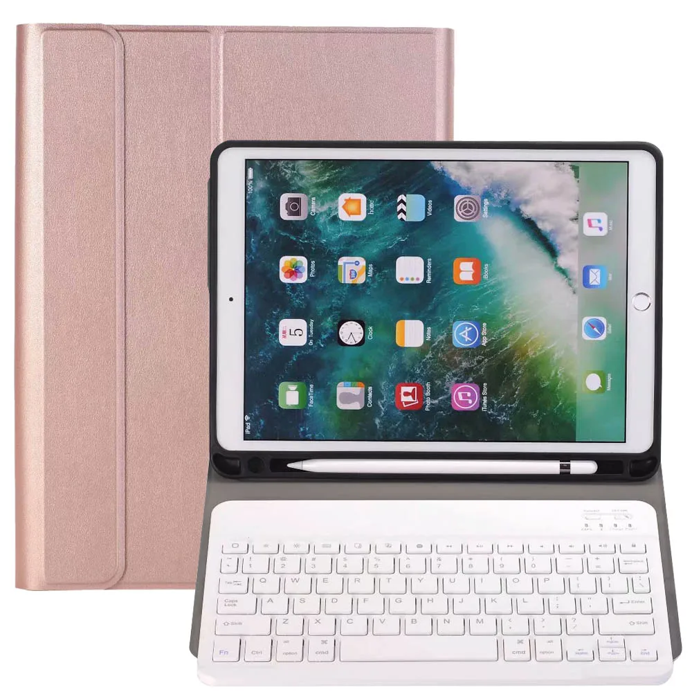 Rose Gold 2 Чехол для iPad 10,2 чехол ультра тонкий Съемный беспроводной Bluetooth клавиатура чехол для iPad 7го поколения A2200 A2197 A2198 - Цвет: Rose Gold 2