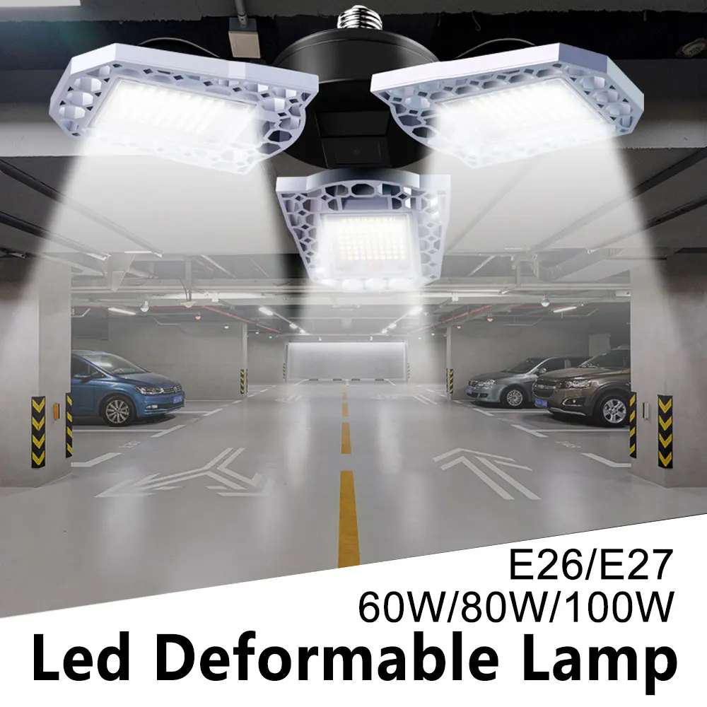 

LED Garage Lampara E27 LED Bulb 220V Industrial Lamp 60W 80W 100W Sensor Ceiling Light Waterproof Warehouse Lighting For Garage