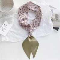 lunadolphin women narrow long scarf 95x6cm gentle floral elegant chiffon silk tie flower printed bag ribbon headbands choker