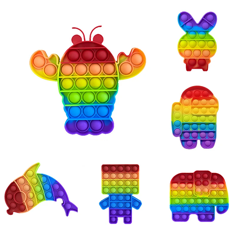 

Pop Fidget Reliver Stress Toys Rainbow Push It Bubble Antistress Toys Adult Children Sensory Toy Decompression Gifts антистресс