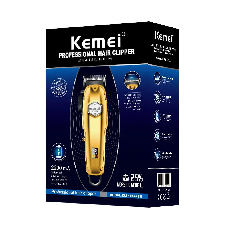 

KEMEI KM-1984 Hair Clipper 5W Stainless Steel Hair Trimmer Professional Hair Cutting USB Charging Beard Trimmer