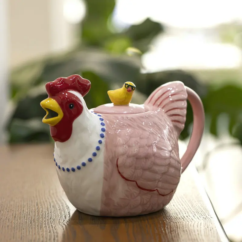 

Hand Painted Three-dimensional Rooster Teapot Ceramics Tea Set Single Pot for Household Drinking Utensils