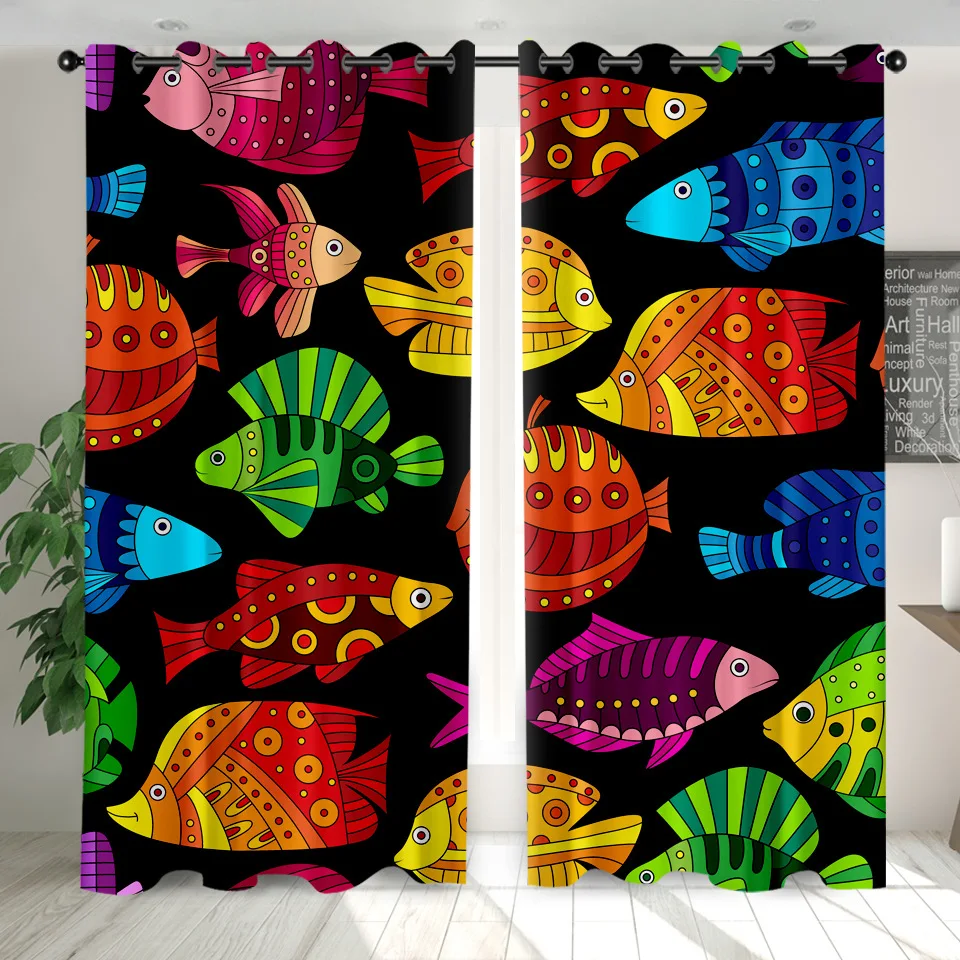 Мягкие шторы с Медузой и рыбками затемняющие для гостиной спальни декоративные