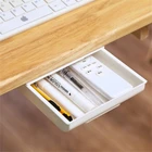 Клейкий ящик Рабочий стол-органайзер, лоток для карандашей из АБС-пластика под столешницей, выдвижная ручка, липкая косметика, столовая посуда