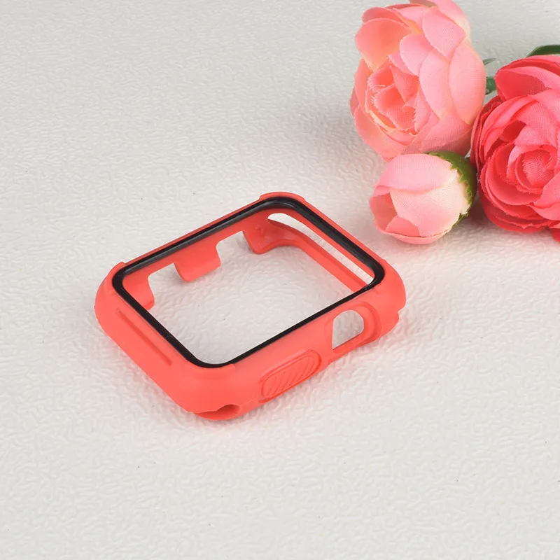 ТПУ чехол для Apple watch Case Apple watch 4/5 44 мм 40 мм силиконовые защитные часы бампер матч спортивный ремешок аксессуары 44 40