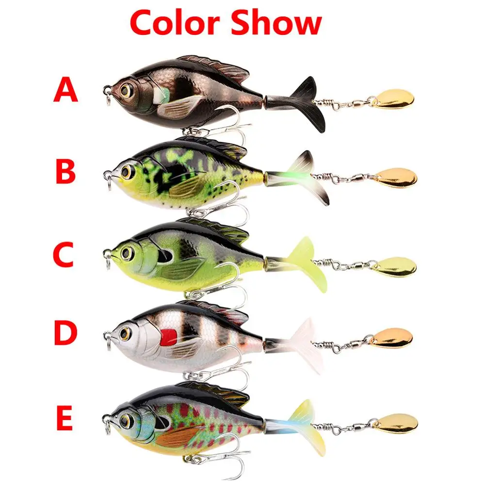 

FANGBLUE 5Pcs Spinner Bait 16.6g 97mm Topwater Fishing Lures Wobbler Artificial Bait Rotating Tail Whopper Popper Fishing Tackle