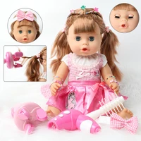 46cm simulation bebe reborn doll long hair baby girl electric hair tie diy toy 18 inch lifelike soft silicone baby doll for girl