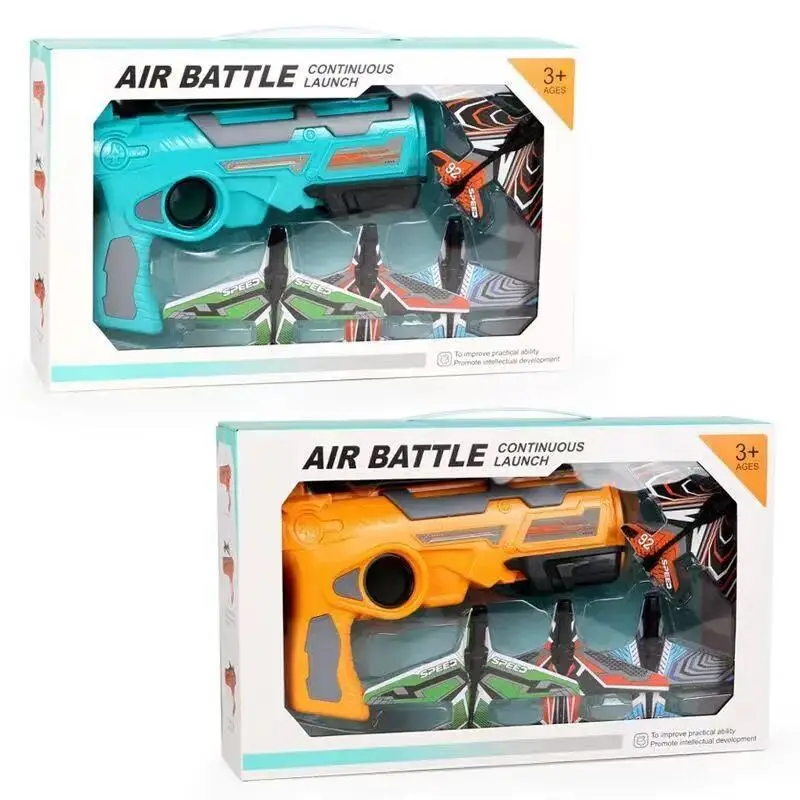 

Aircraft Model One-Click Ejection Foam Airplane Outdoor Toy Gun With 4 Racks Random Color Hand Throw Bubble Plane For Kids Gift