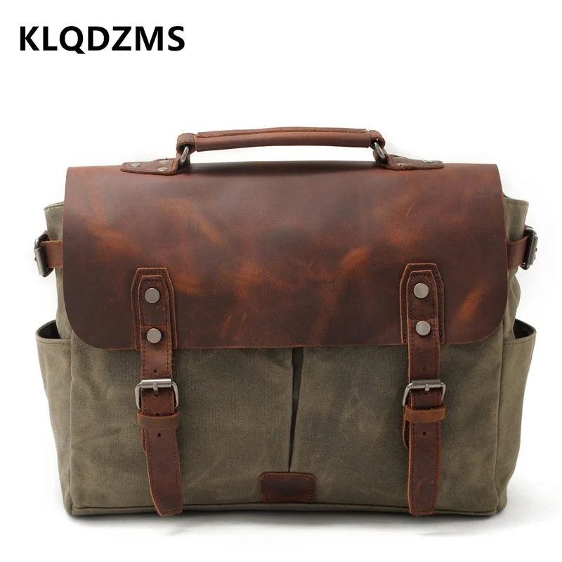KLQDZMS Men's Handbag Briefcase Canvas Business Briefcase   Men's Messenger Bag Men's File Handbag Office Bags For Men