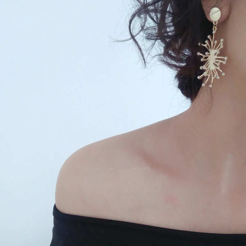 Дизайн фейерверка Имитация Жемчуга Цветок большие серьги креативный