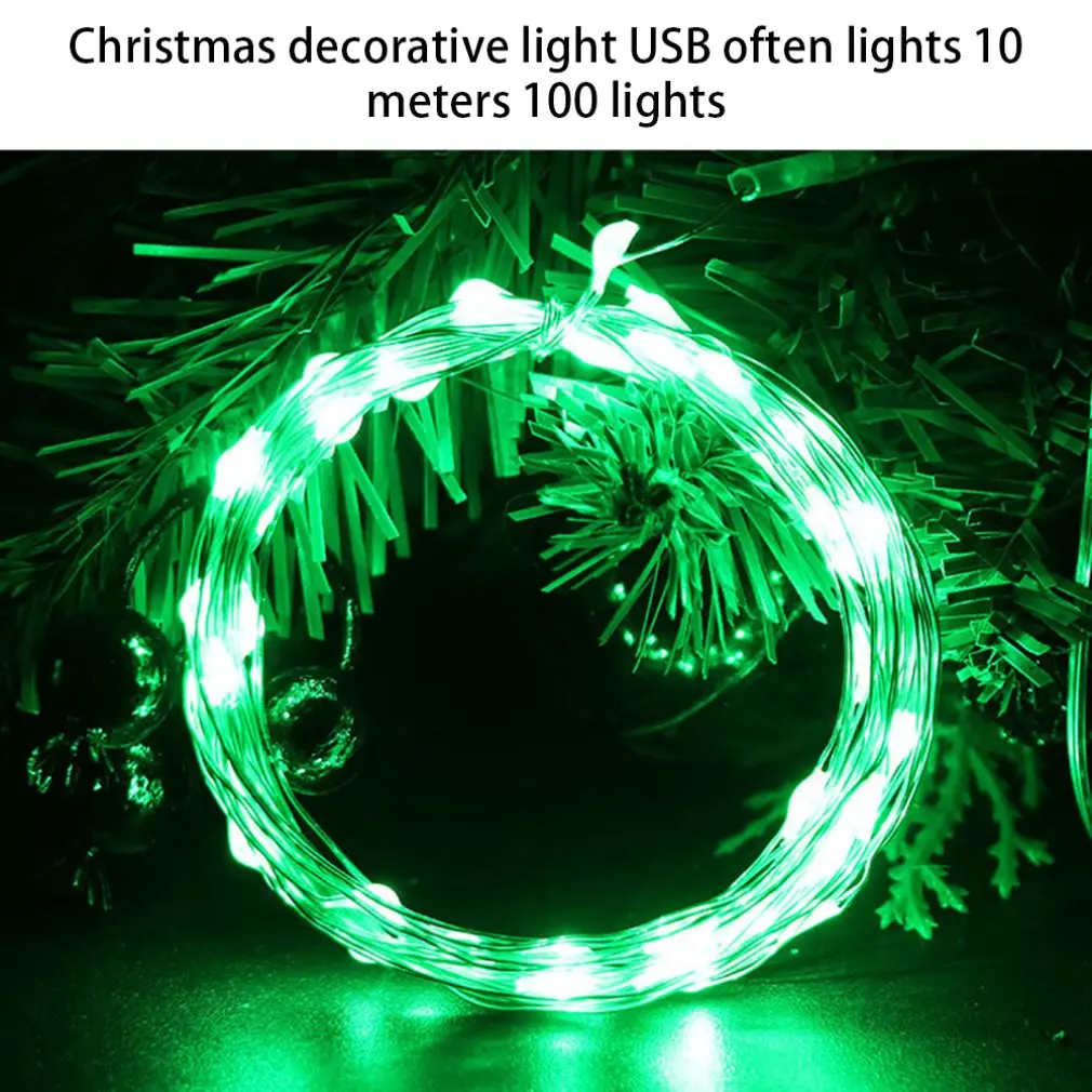 

10m 100 Led Holiday Light String Usb With Remote Control Light String Silver Line Light String Christmas Decoration Small Lights