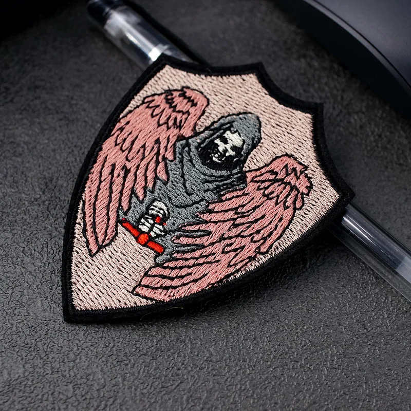 Death Size:6.0x7.8cm Patch for Clothing Iron on Embroidered Sew Applique Cute Fabric Badge DIY Apparel Accessories | Дом и сад