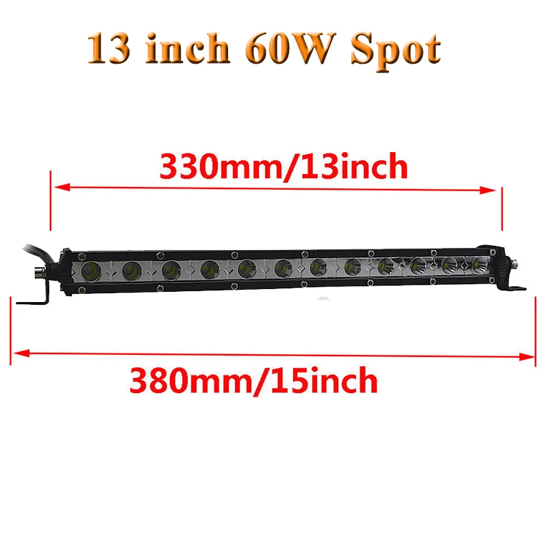 13inch Spot Beam " 13" 2" 25" 3" 38" дюймов Тонкая Светодиодная панель для внедорожного вождения Однорядный светильник для грузовика трактора лодки 4x4 4WD 120 Вт 150 Вт 180 Вт - Цвет: 13inch Spot Beam
