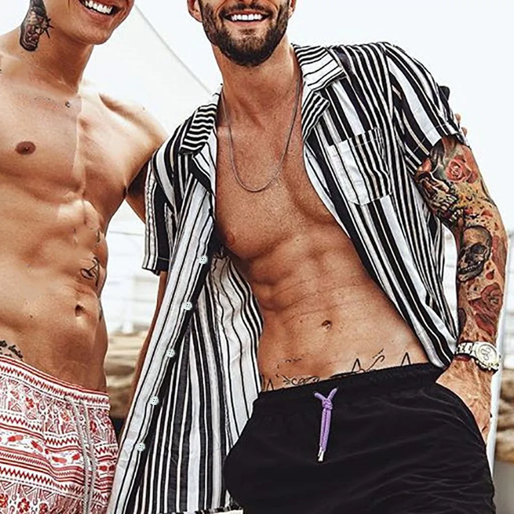 Мужские Мешковатые пляжные футболки Гавайская Юбка с принтом футболка короткими