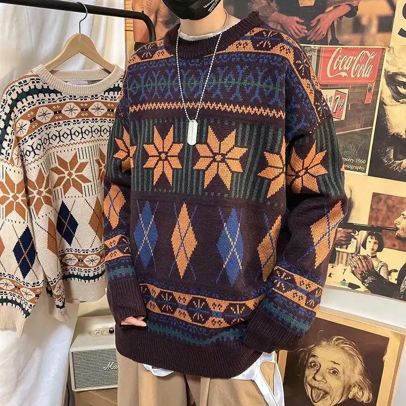 

2021 spring and autumn new versatile with Color Japanese retro sweater