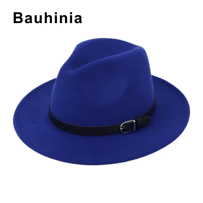 Sombrero de fieltro de lana para hombre y mujer, sombrero de jazz de ala grande, estilo británico, salvaje, europeo y americano, para las cuatro estaciones