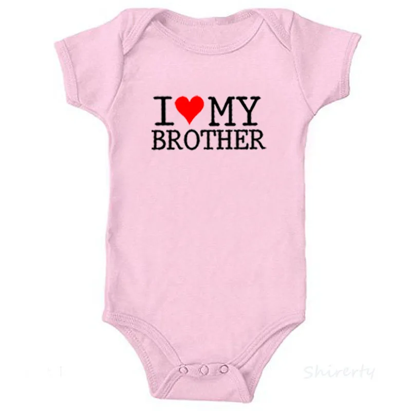 Brother Romper-Pink Одежда для близнецов «I Love My Sister Brother», новорожденный короткий рукав, хлопковая одежда для близнецов, летняя одежда для маленьких мальчиков и девочек - Цвет: Brother Romper-Pink
