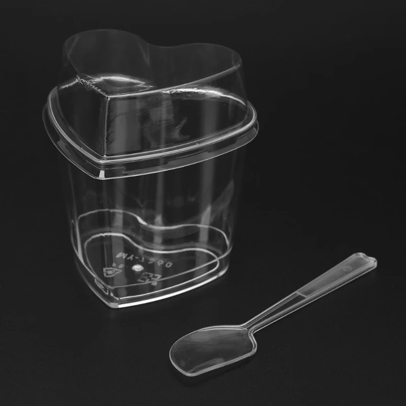 10 шт одноразовые твердые пластиковые муссы десертные кружка в форме сердца с