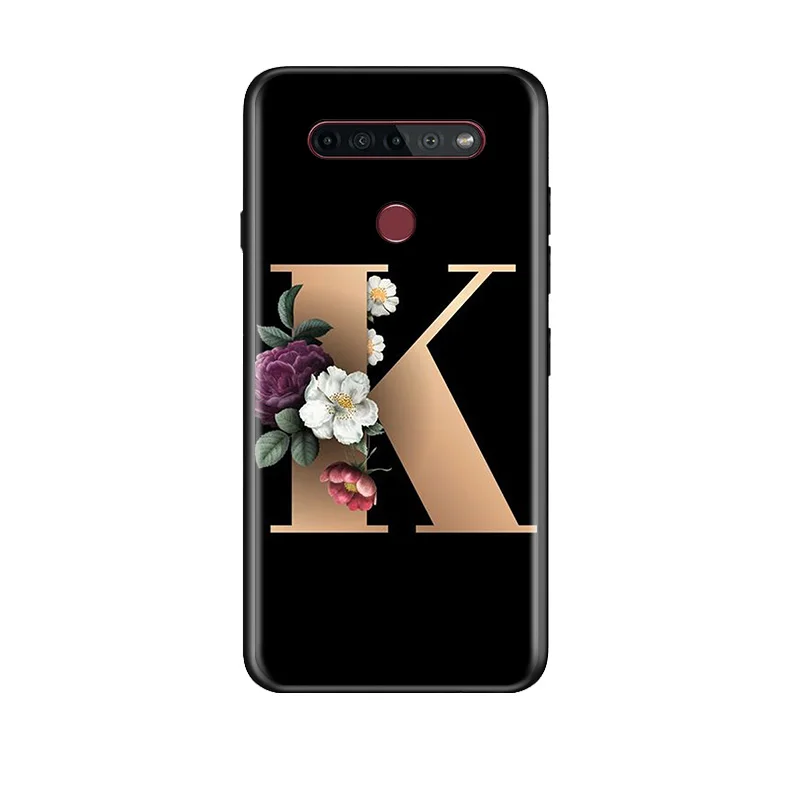 

Letter N R Alphabet Flowers For LG G8 V30 V35 V40 V50 V60 Q60 K40S K50S K41S K51S K61 K71 K22 ThinQ 5G TPU Silicone Phone Case