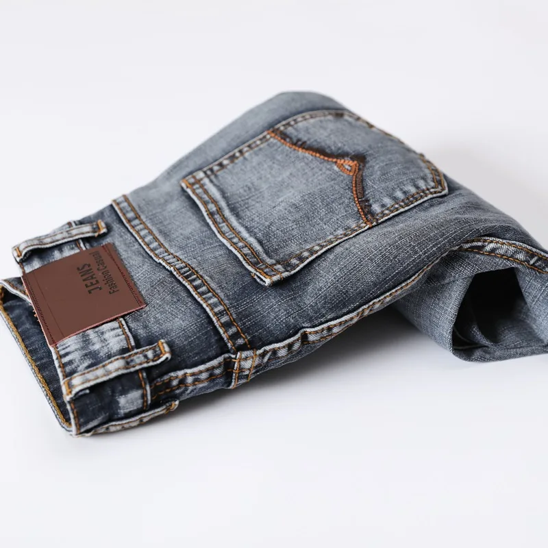 Джинсы мужские прямые в классическом стиле модные повседневные брюки из денима
