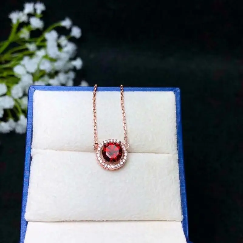 

SHILOVEM 925 Серебряные настоящие натуральные гранатовые кулоны отправка ожерелье классическое оптовая продажа растений прекрасные женщины по...