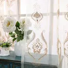 Вышитые прозрачные шторы в европейском стиле для гостиной, спальни, тюль бежевого цвета с цветами для окон, занавески из вуали, домашний декор на заказ