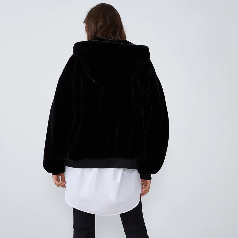 ZA Женская двусторонняя теплая куртка зимняя повседневная Свободная из